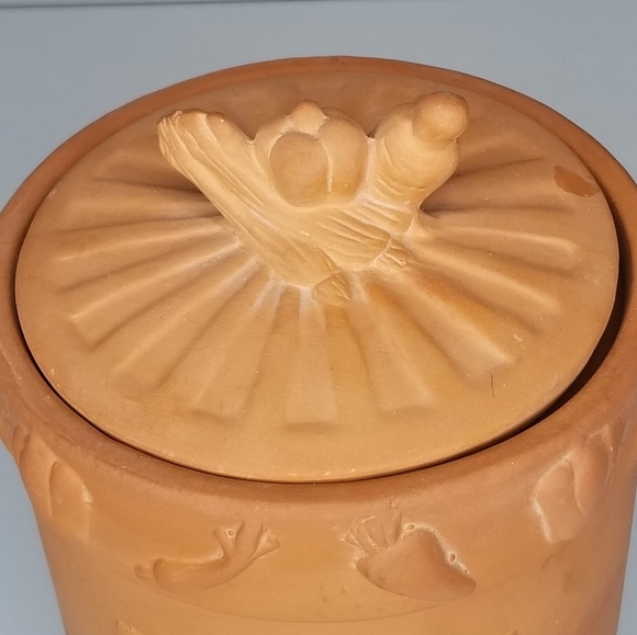 Vintage Terracotta Vegetable Keeper Rustic Unglazed Farmhouse Kitchen Canister - Picture 3 of 11